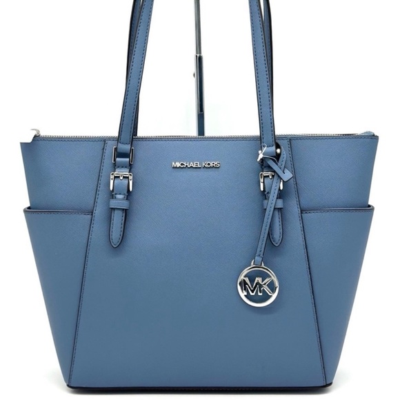 Michael Kors Large Charlotte Tote Bag Denim Blue - Picture 2 of 10